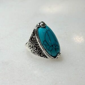 Vintage Style Boho Knuckle Ring Blue Howlite